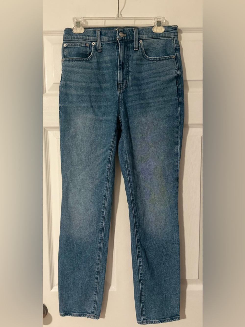 Women’s MADEWELL THE HIGH-RISE SLIM BOYJEAN Medium Wash Distressed Stretch Sz 26